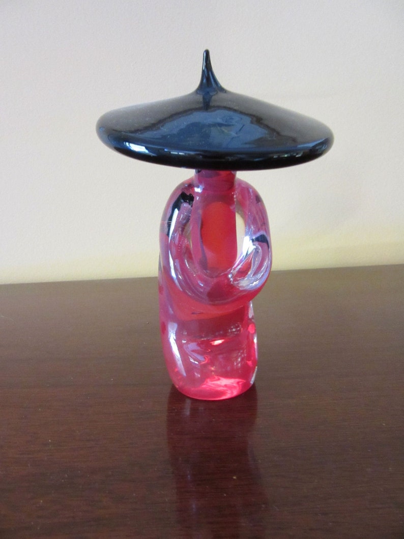 Vintage Archimede Seguso Murano Italy Red /& Black China Man Sitting Glass Figurine