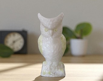 Vintage Irish Porcelain Belleek 8&quot; Owl Vase or Planter