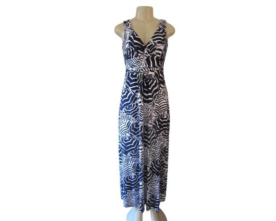 Lilly Pulitzer Oh Cabana Navy Blue & White Maxi Dress W Gathered Waist SZ  Small - Etsy