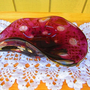 Vintage Fratelli Toso Murano Purple Bowl with Large Bubbles, Italy