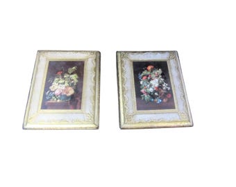 Italian Florentine Gold Wood Frame Floral Bouquet Art - Etsy