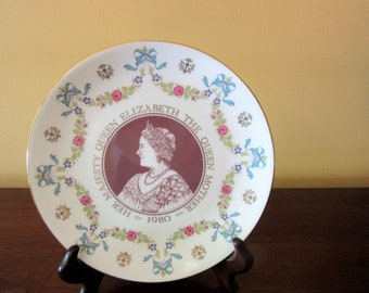 Royal Doulton 1980 Plate Queen Elizabeth Commemorate The Queen Mother's 80th Birthday