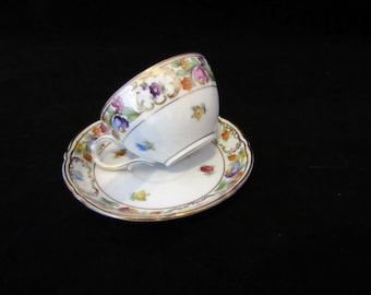 Vintage 40&#39;s Schumann Dresden &quot;Empress Dresden Flowers&quot; Demitasse Tea or Coffee Cup and Saucer