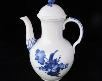 Vintage 1953 Royal Copenhagen Hand Painted Blue Flower Coffee Pot, Denmark, Pristine, 10/8189