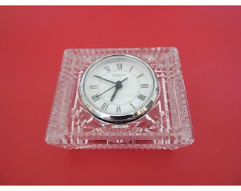 Vintage Waterford Cut Crystal Rectangular Mantle Desk Clock