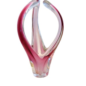 Mid Century Modern Flygsfors Coquille Paul Kedelv Art Glass Vase, Sweden
