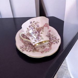 Vintage Pink Rosina Bone China Tea Cup & Saucer, 5067, England