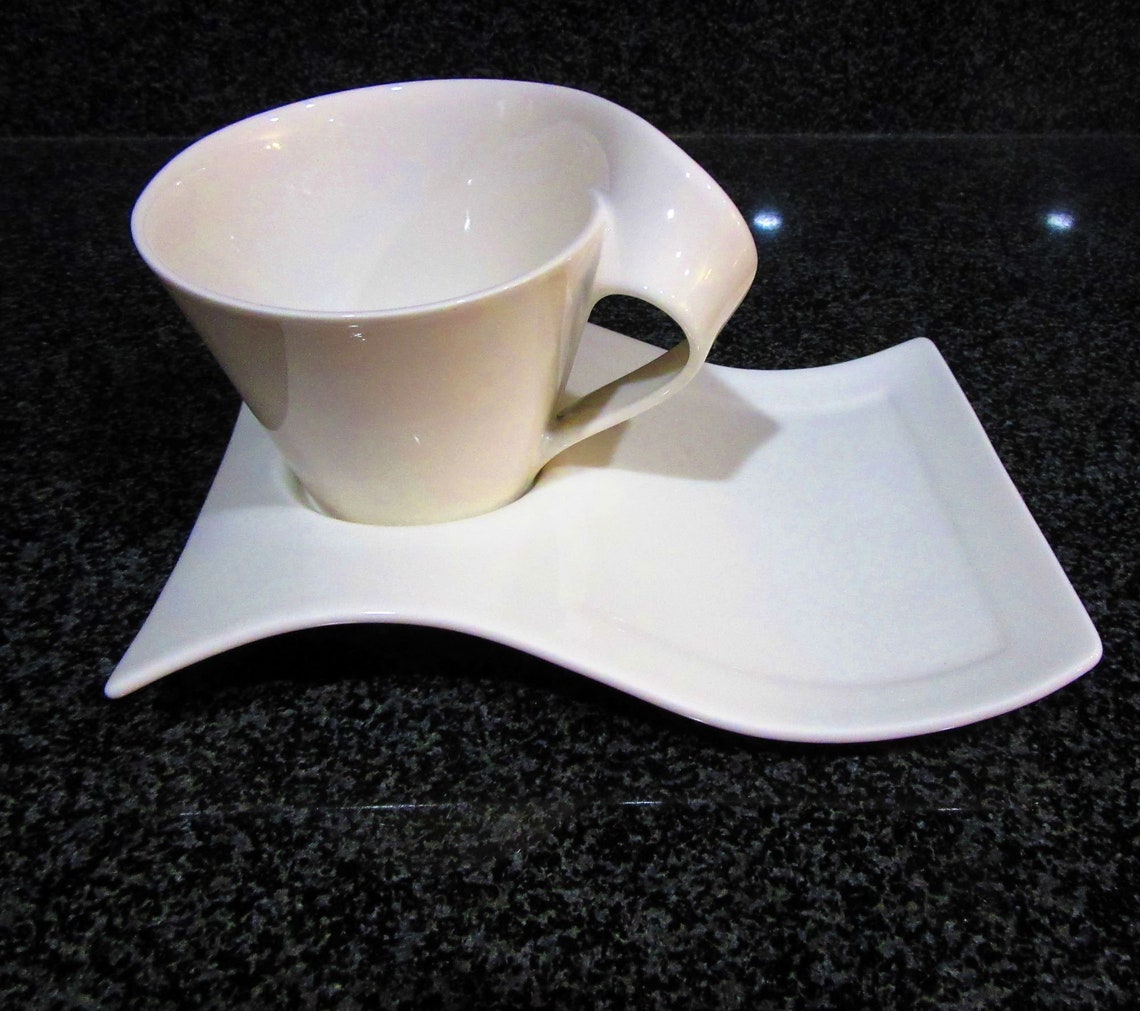 Vintage Villeroy and Boch New Wave White Full Cup & Saucer Etsy