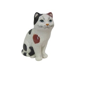 1985 Geo Lefton Crackle Glaze Calico kattfigur med blå ögon