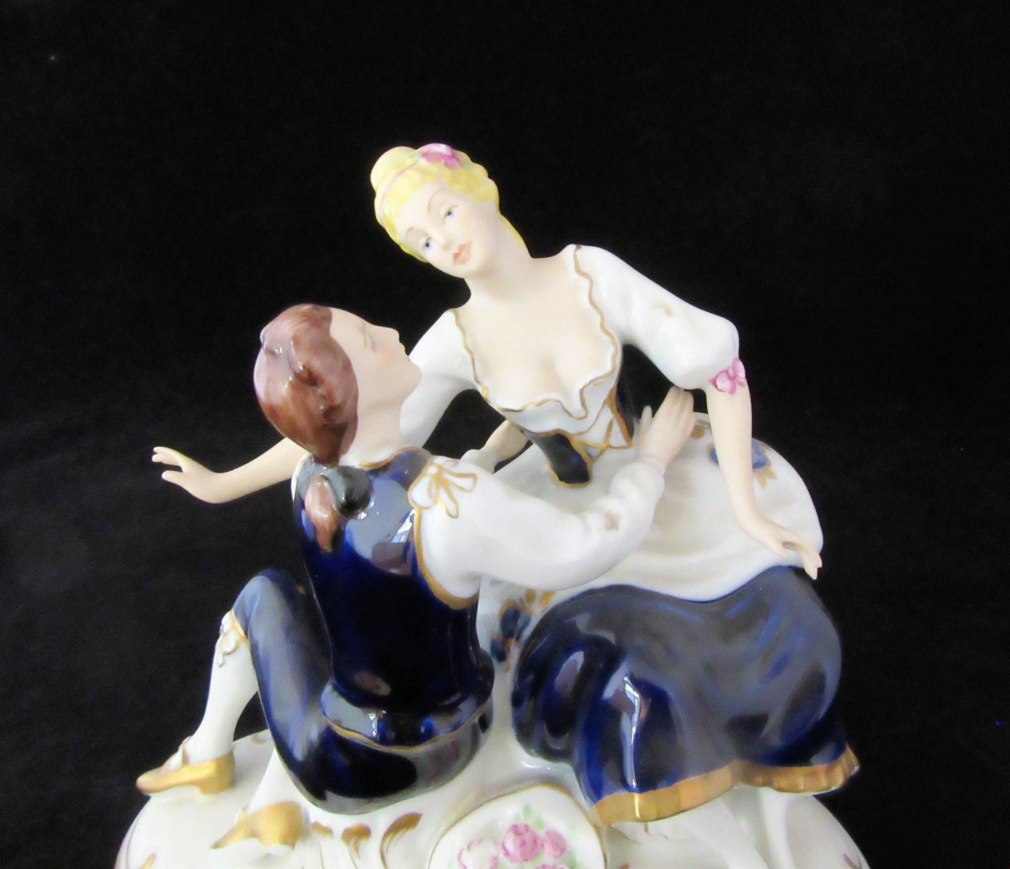 Royal Dux Bohemia Rococo Pair Czech Republic Porcelain Figurine