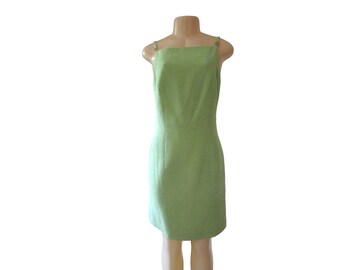 Vintage Alberto Makali Lime Green Sleeveless Lined Dress, Sz 8 USA Made