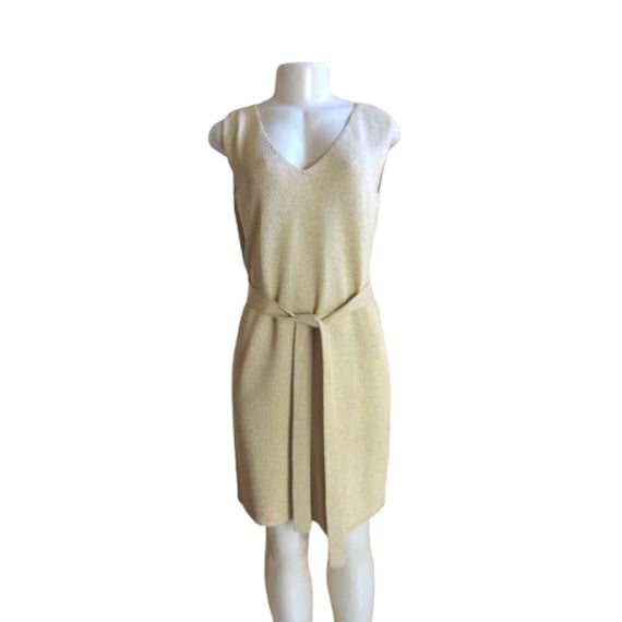 Vintage St John Santana Knit Gold Sleeveless Belted Dress Size Large - Etsy  Canada