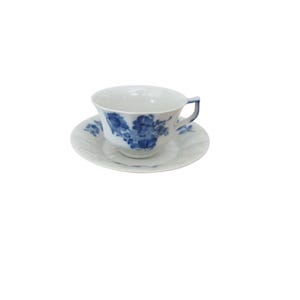 Royal Copenhagen Blue Flowers 8500 Footed Cup & Saucer Set