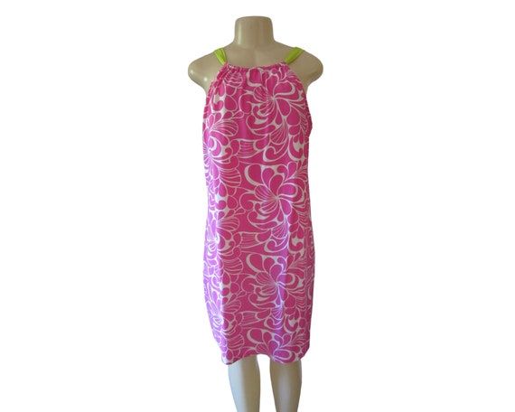 Athleta Neon Pink Green Halter Dress W Built in Bra in Size Large - Etsy