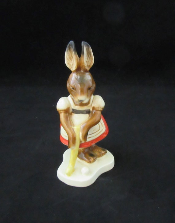 Set of 2 Vintage Goebel Figurines, Female Bunny Rabbit Playing