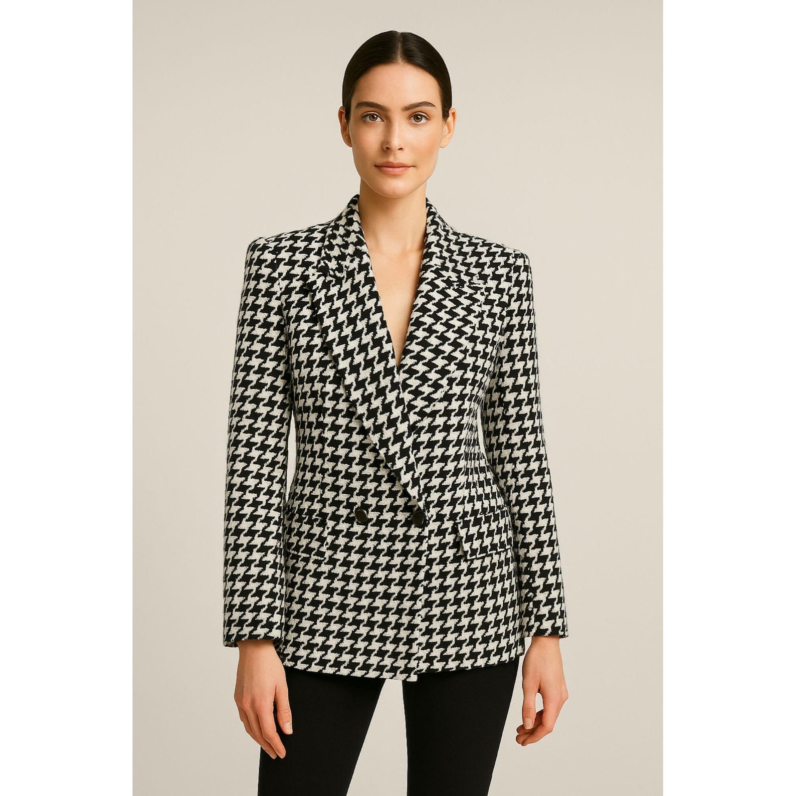 Vintage Giorgio Saint Angelo Houndstooth Black & White Wool Blazer Jacket Sz 8 