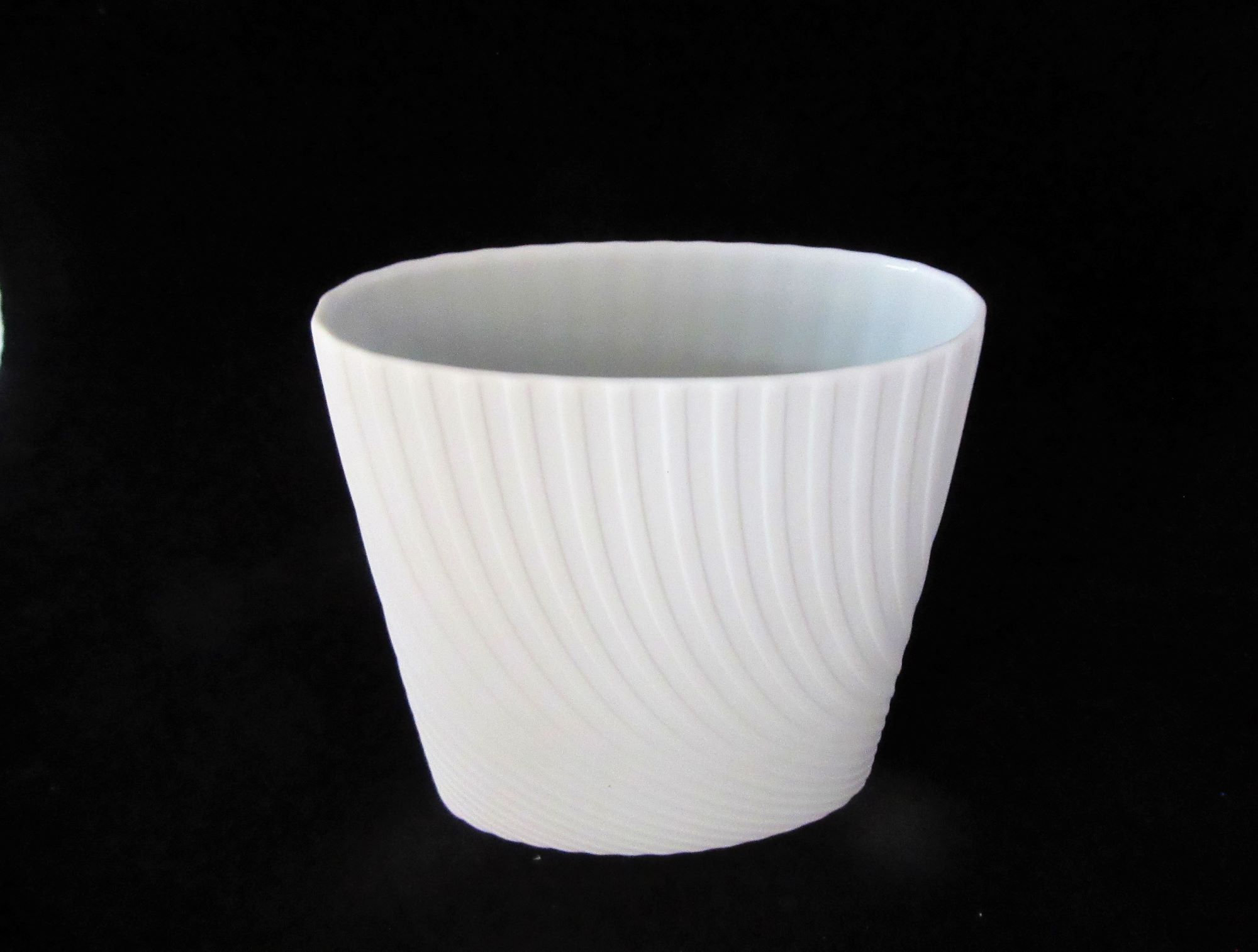 Rosenthal Studio Line White Oval Matted Swirl Design Vase, Signed