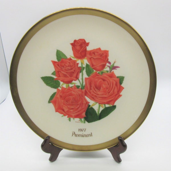 1977 Gorham Fine China Limited Edition American Rose Society, "Prominent" Grandiflora Red Roses Plate, Several Others Available