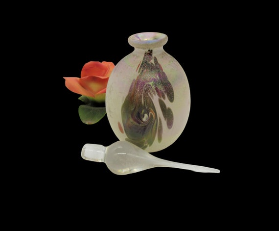 Pretty Frosted Iridescent Perfume Bottle by Glass… - image 4