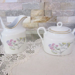 Vintage Richard Ginori Primavera Cream and Covered Sugar Bowl, Floral Pattern