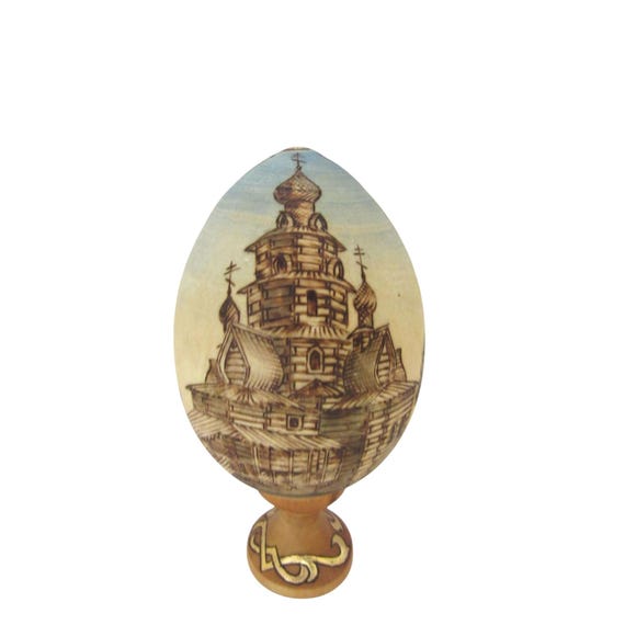 Transfiguration Church of Suzdal Russia Wooden Hand Painted Egg W