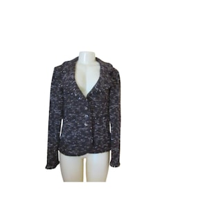 Veste blazer vintage en tweed marron St John avec bouton sur le devant Taille 10