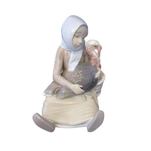 Vintage Lladro High Gloss Girl w Turkey and Egg Basket #4569