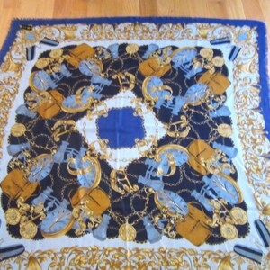 Vintage Manlio Bonetti Large Scarf 46 x 46 Inches, Made in Italy
