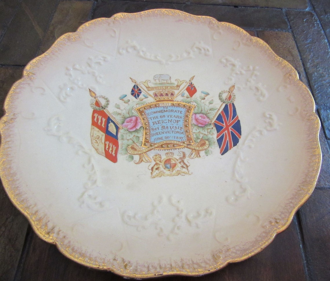 RARE Antique Plate Queen Victoria's Diamond Jubilee Etsy