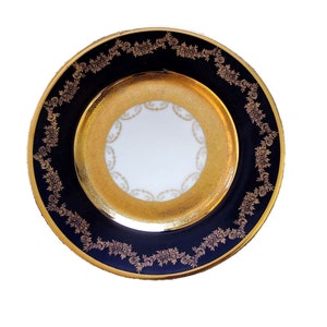 Antique Hutschenreuther Hohenberg Lg Cabinet Plate, w Limoges Decor 22Kt Gold