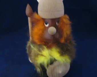 Vintage Mid Century Modern Danish Wood Viking W Shield Figurine
