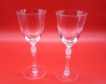 Crystal Saski Frosted Pineapple Stem Wine or Champagne Glasses, Japan