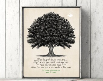 Remembrance Art IRISH BLESSING Family Tree Flying Bird Grief Grieving Canvas Print Memorial Loss Loved One In Memory Sympathy Gift