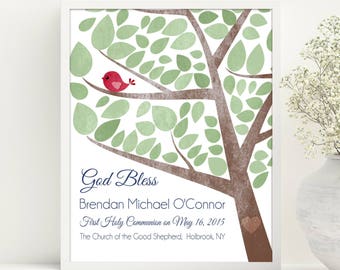 Personalized Baptism Gift for Boy, Christening Gift Baby  Art Print Custom Gift Dedication Gift Red Green OR Custom Colors PRINT / CANVAS