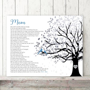 Christmas gift idea for Mom - Birthday Idea, Poem for Mother - from Son or Daughter - Personalized Art Print, Canvas or Digital File
