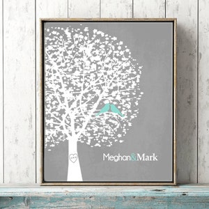 Personalized Wedding Gift for Couple Love Birds 1st Anniversary Canvas/Print Gift for Newlyweds