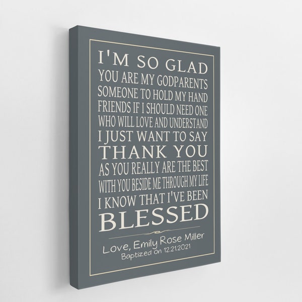 GODPARENT THANK YOU Gift, from GodChild, Personalized Godmother, Godfather, Baptism Christening Inspirational Poem, Printable Print, Canvas