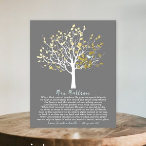 Personalized Teachers Gift - CHRISTIAN GIFT - Inpirational, Unique Idea Religious School Teacher - God Created - Print, Canvas, Digital