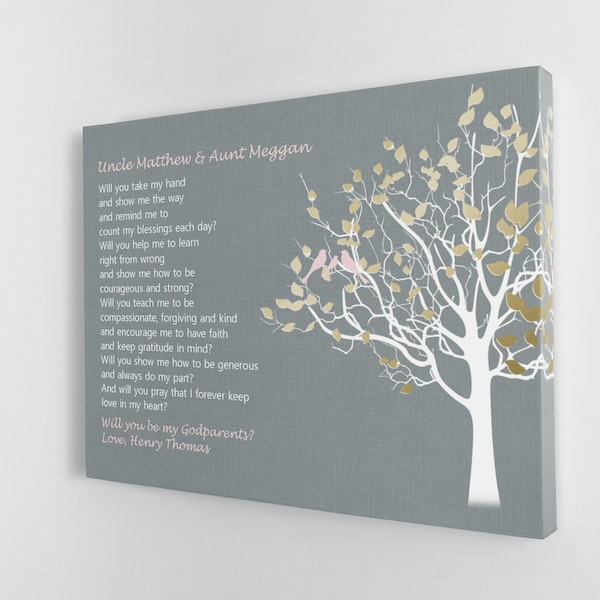 GODPARENTS PROPOSAL GIFT, Personalized from GodChild, Will You Be My Godparent, Godmother Poem, Printable Print, Canvas, Sign Custom