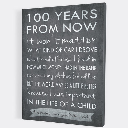 100 Years From Now Teachers Gift Personalized Name Poem I - Etsy