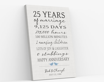 25 Years Anniversary Gift, 25th Anniversary Art Print, Personalized Anniversary Gift for Parents, Anniversary Gift for Wife Funny Gift