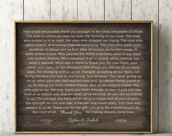 Thank You Gift for Parents FROM Bride and Groom,  Personalized Wedding Gift for Mom Dad, Poem Wood Look Canvas or Print Rustic  Art