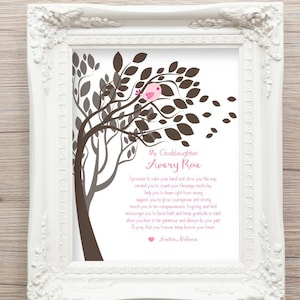 Gift For GODDAUGHTER, Unframed Sign from Godparents, Baptism, Dedication, Christening Personalized Art  for Baby/New Parents
