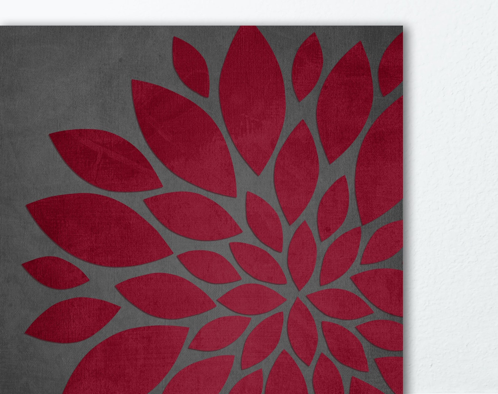 RED GRAY Wall Art Set Floral Botanical Bedroom Family Etsy