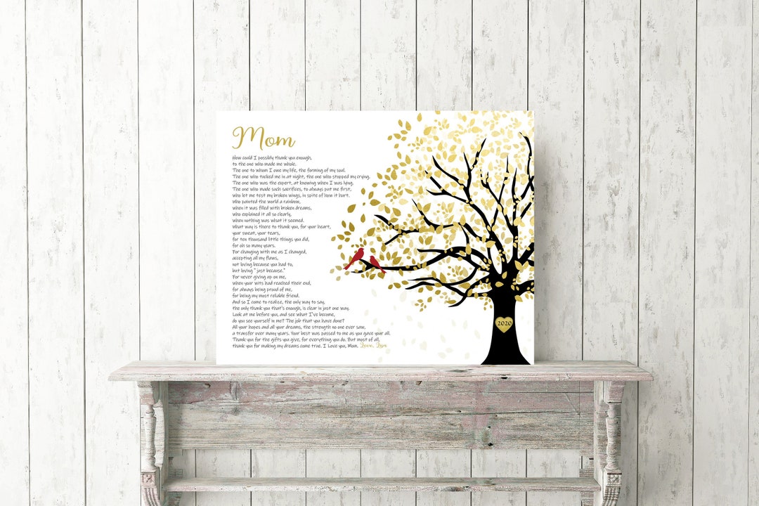 GIFT FOR MOM, Birthday Gift, Poem for Mother, From Son or Daughter