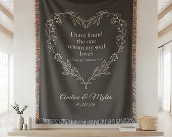 I Have Found the One: Scripture Blanket Gift for Couples, Christian Anniversary Gift Idea Customized Names, Religious Couples Gift