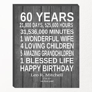60. GEBURTSTAG Schild Personalisiertes Geschenk Rustikal Scheune Holz Look 60 Jahre Geburtstag Poster Over the Hill Banner Poster Leinwanddruck Arwork Geburtstag