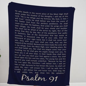 Psalm 91 Bible Verse Blanket Gift, Custom Colors Scripture Throw Blanket, Gift for Christians, Inspirational Prayer Blanket Word of God