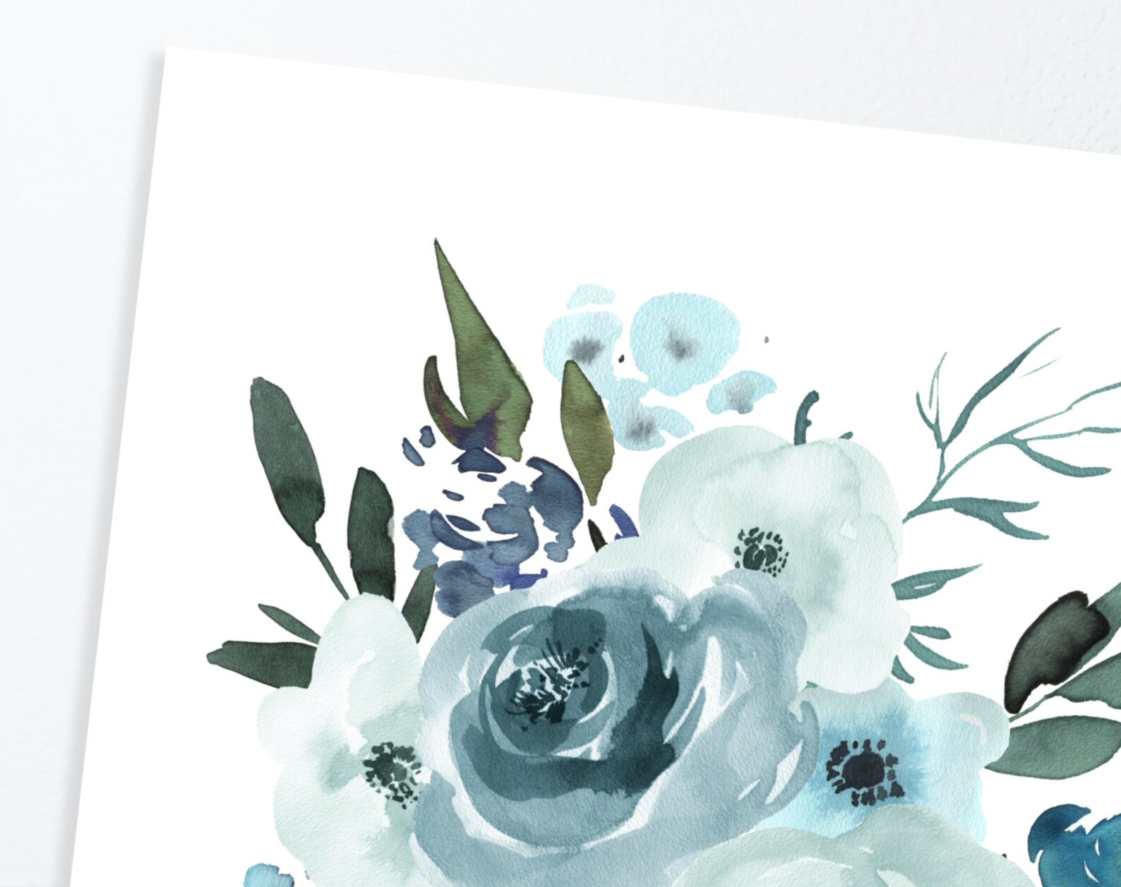 TURQUOISE BATHROOM Wall Art Set Watercolor Floral Prints or Etsy