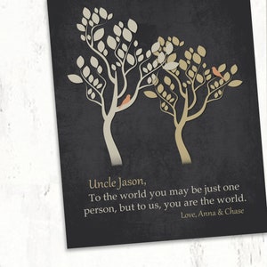 Gift for Uncle Gift from niece, nephew uncle christmas gift Poem gift ideas for uncle To Us you are the World PERSONALIZED sign image 6